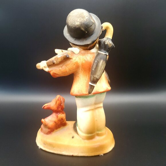Hummel Style Figurine Fiddler Boy w/ Dog Vintage Japan Collectible Hand Painted - Picture 3 of 6